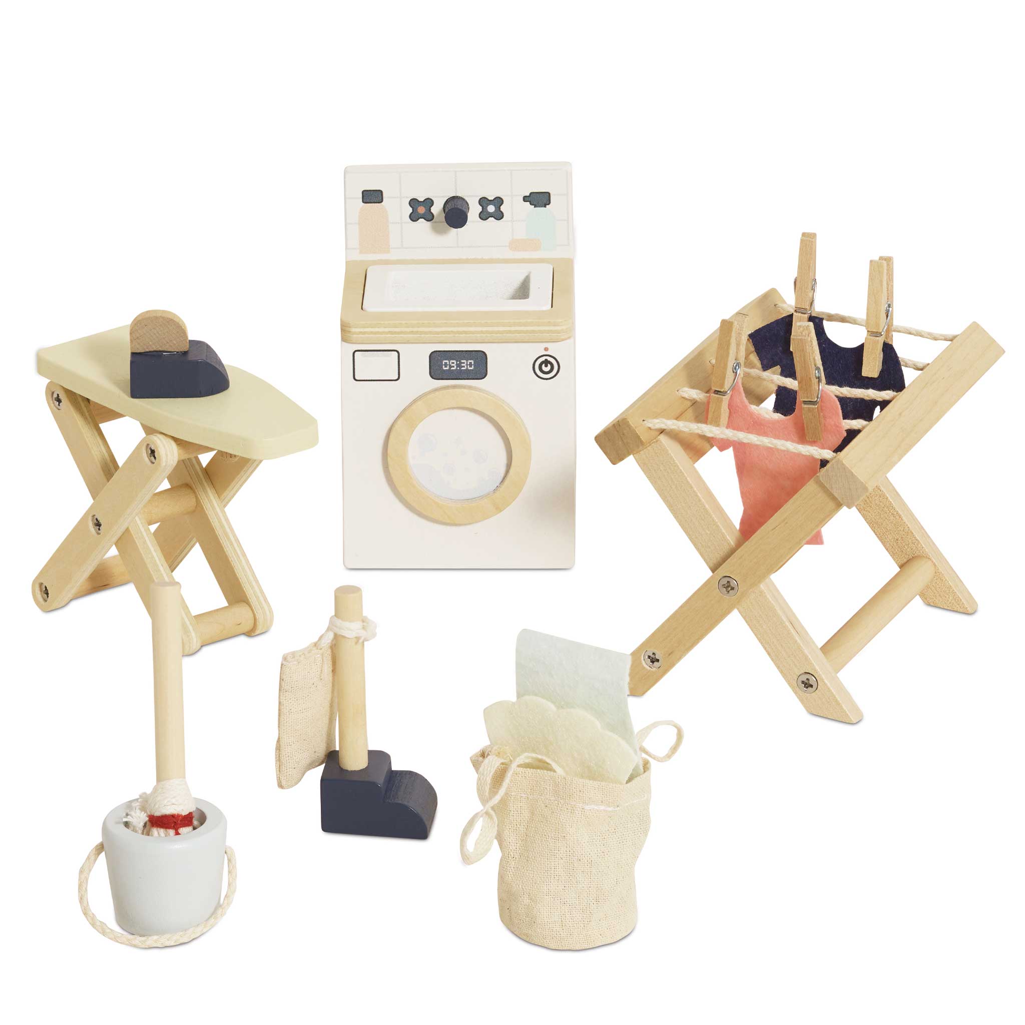 Wooden Dolls House Laundry Room Set | 16 Piece Set | Le Toy Van