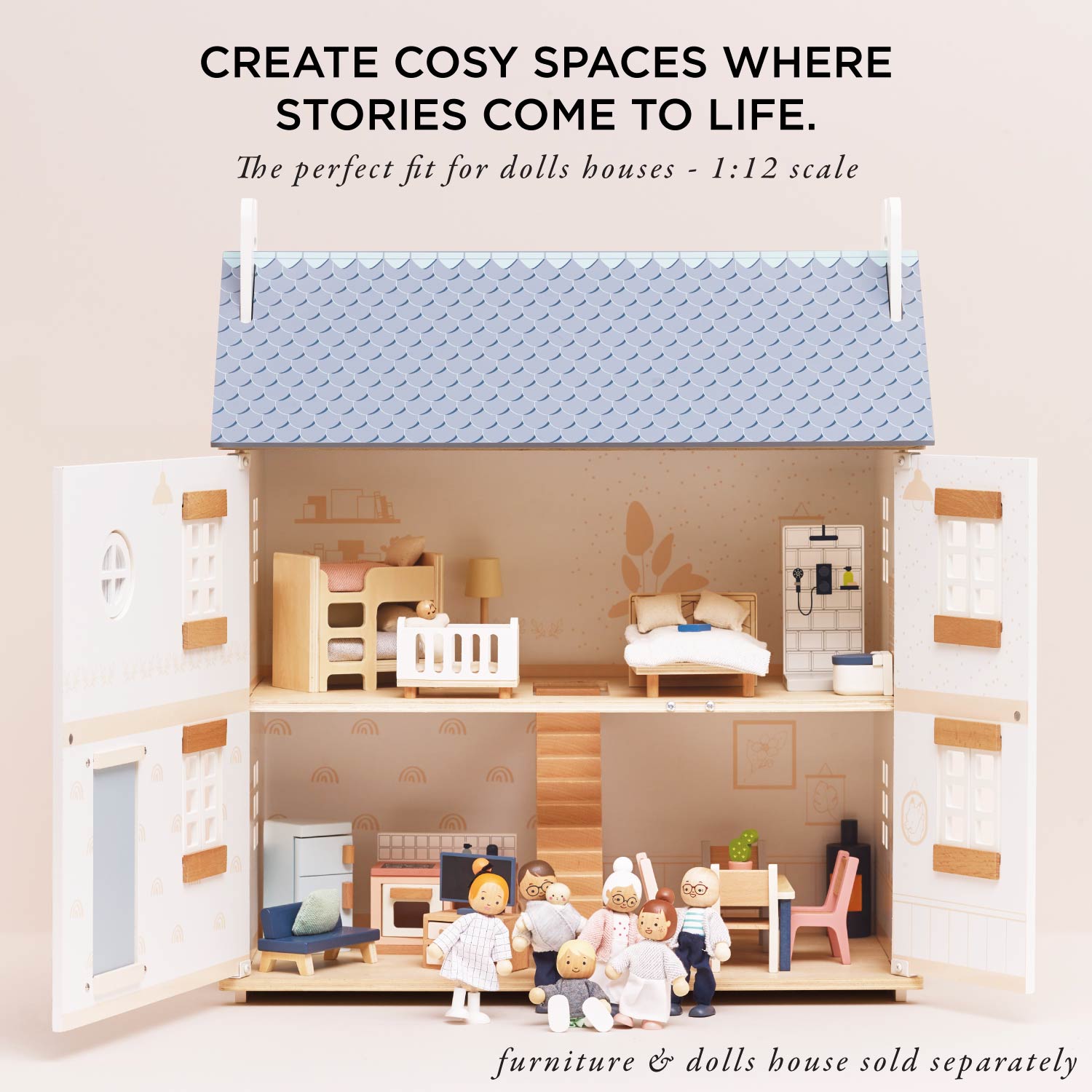 Wooden Dolls House Family