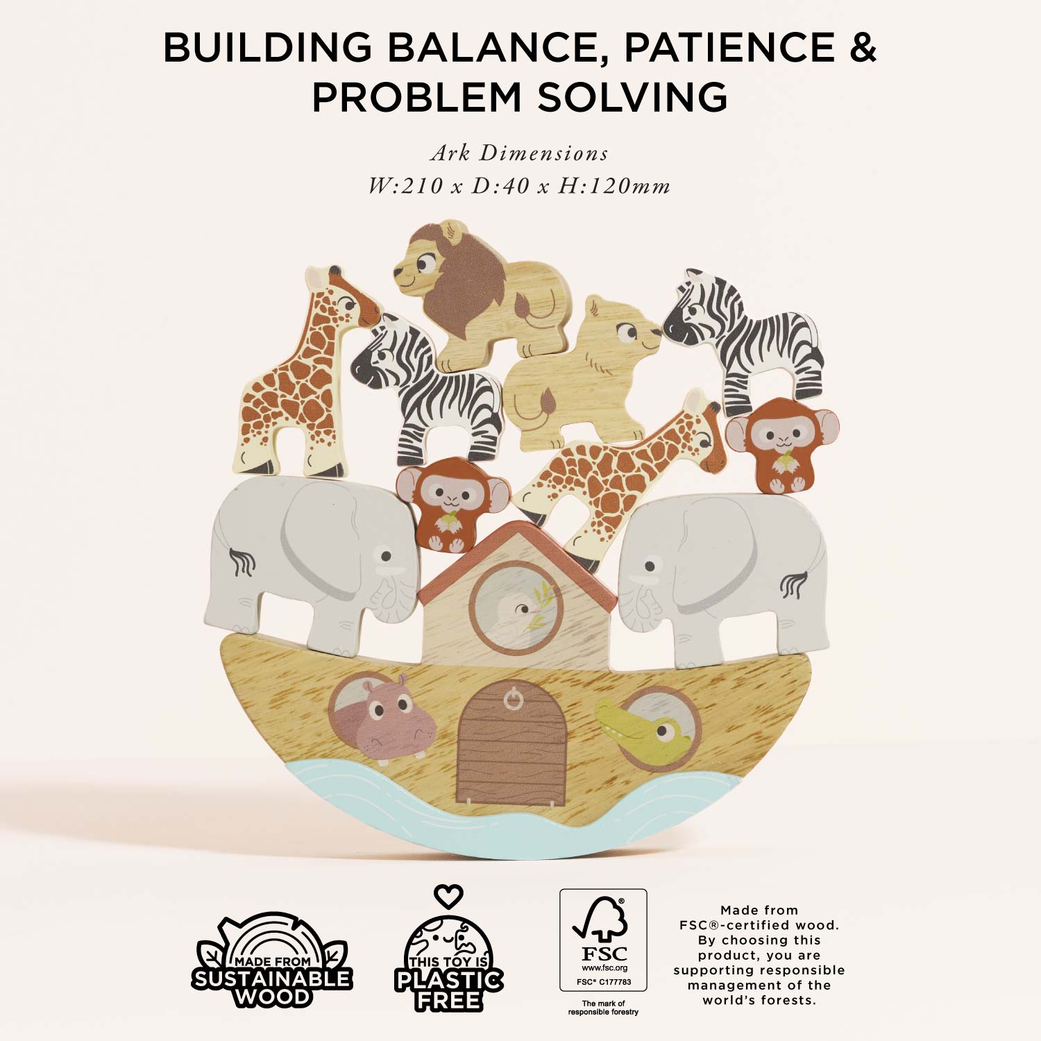 Wooden Balancing Ark Animal Stacker