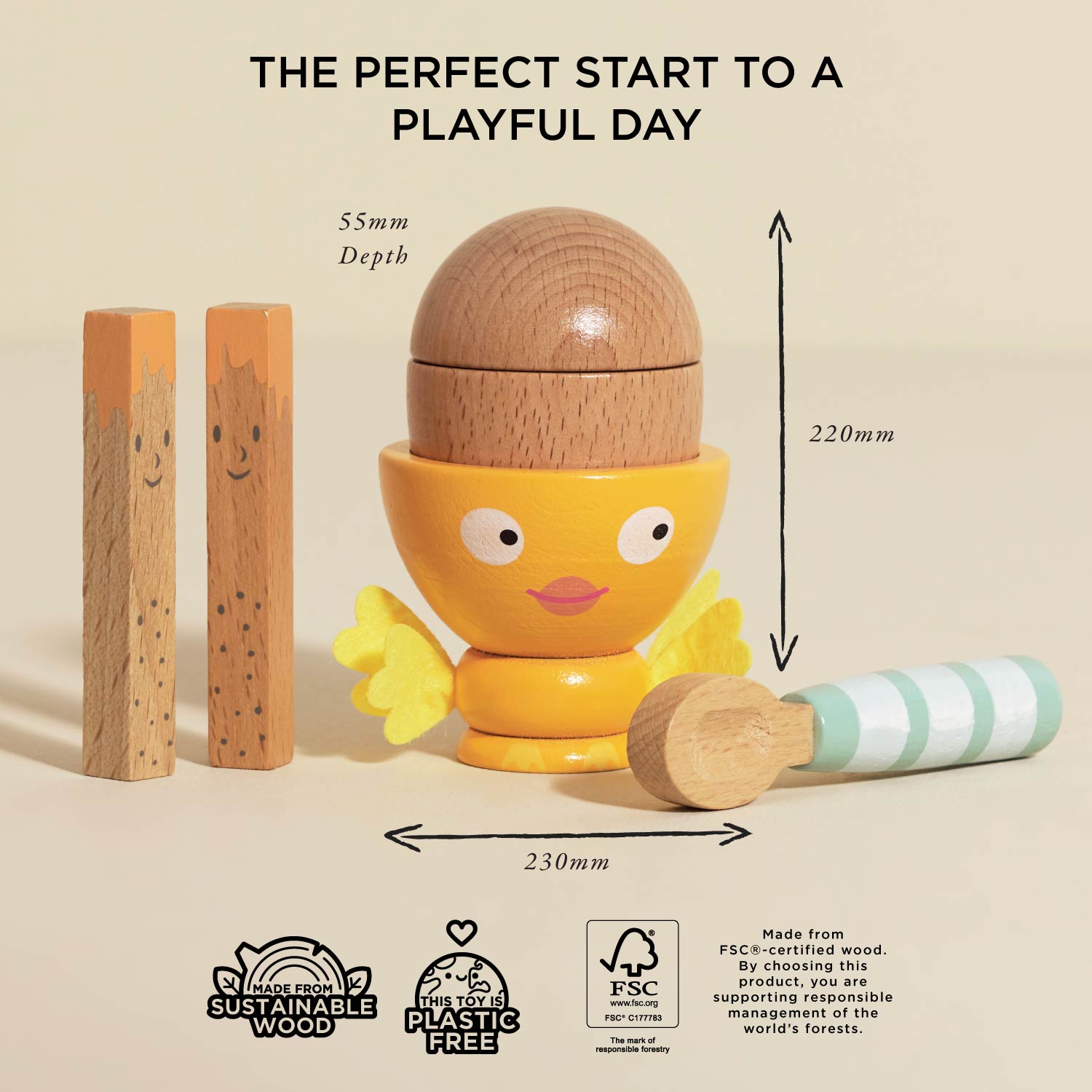 Wooden Egg Cup & Soldiers