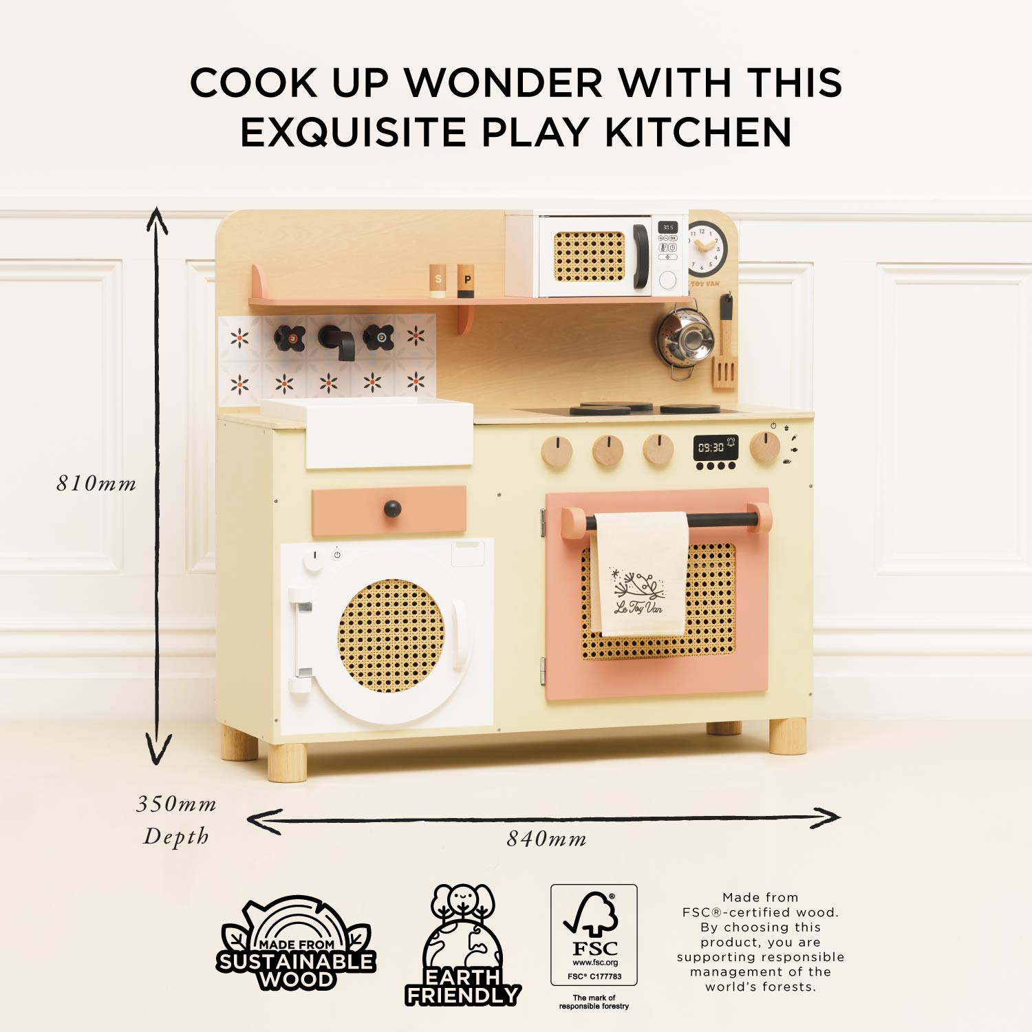 Rattan Family Size Wooden Play Kitchen