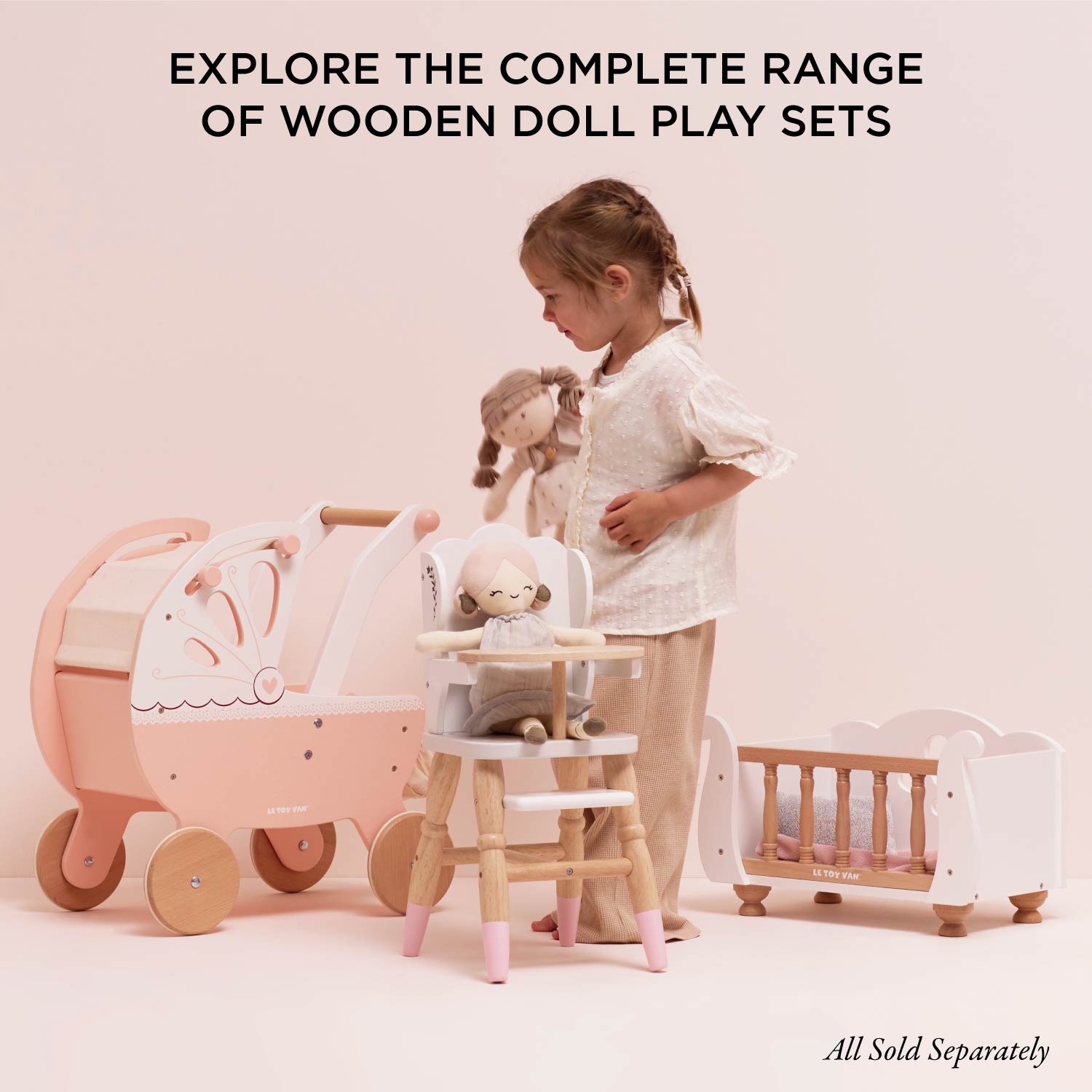 Wooden Dolls Cot