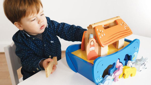 Label Label Shape Sorting Box Blue - Wooden educational toy