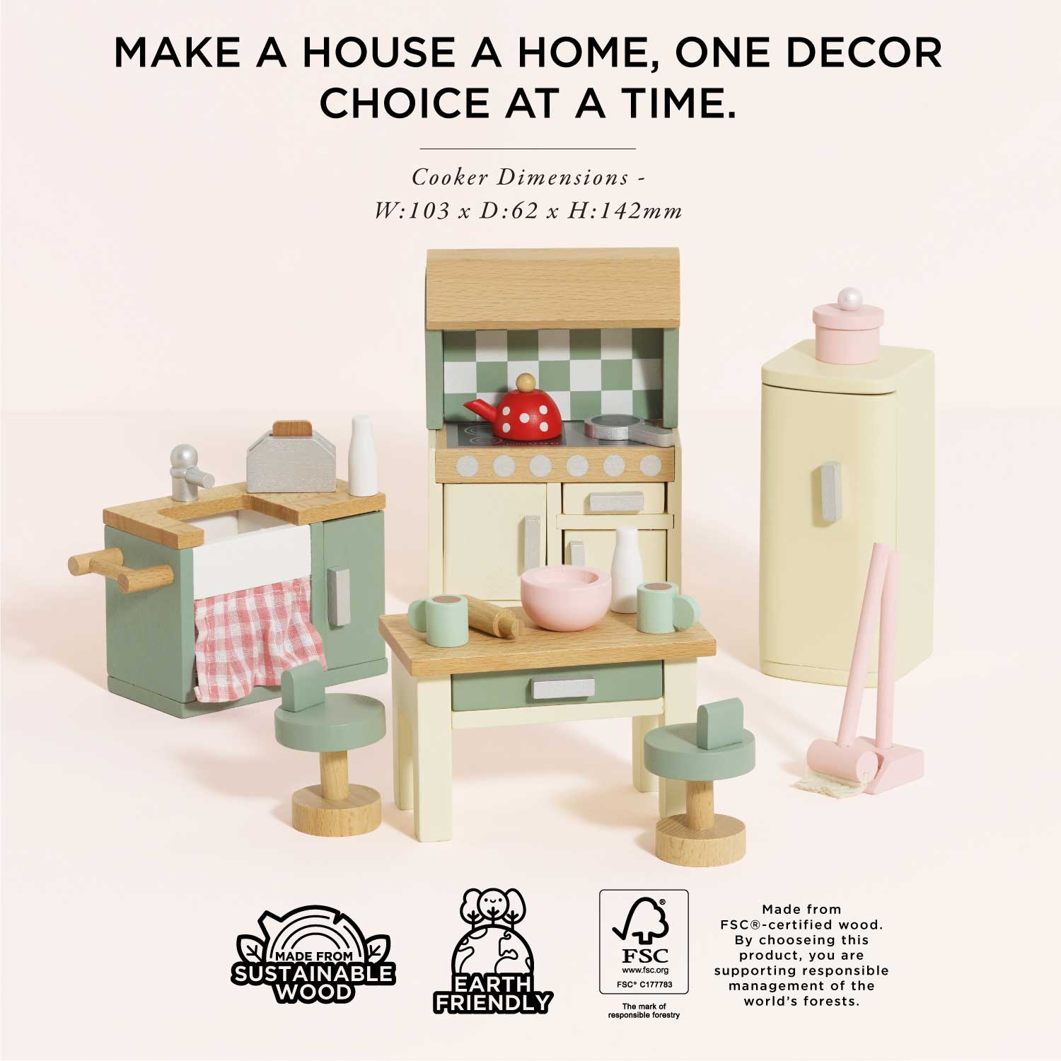 Wooden Dolls house Kitchen Furniture