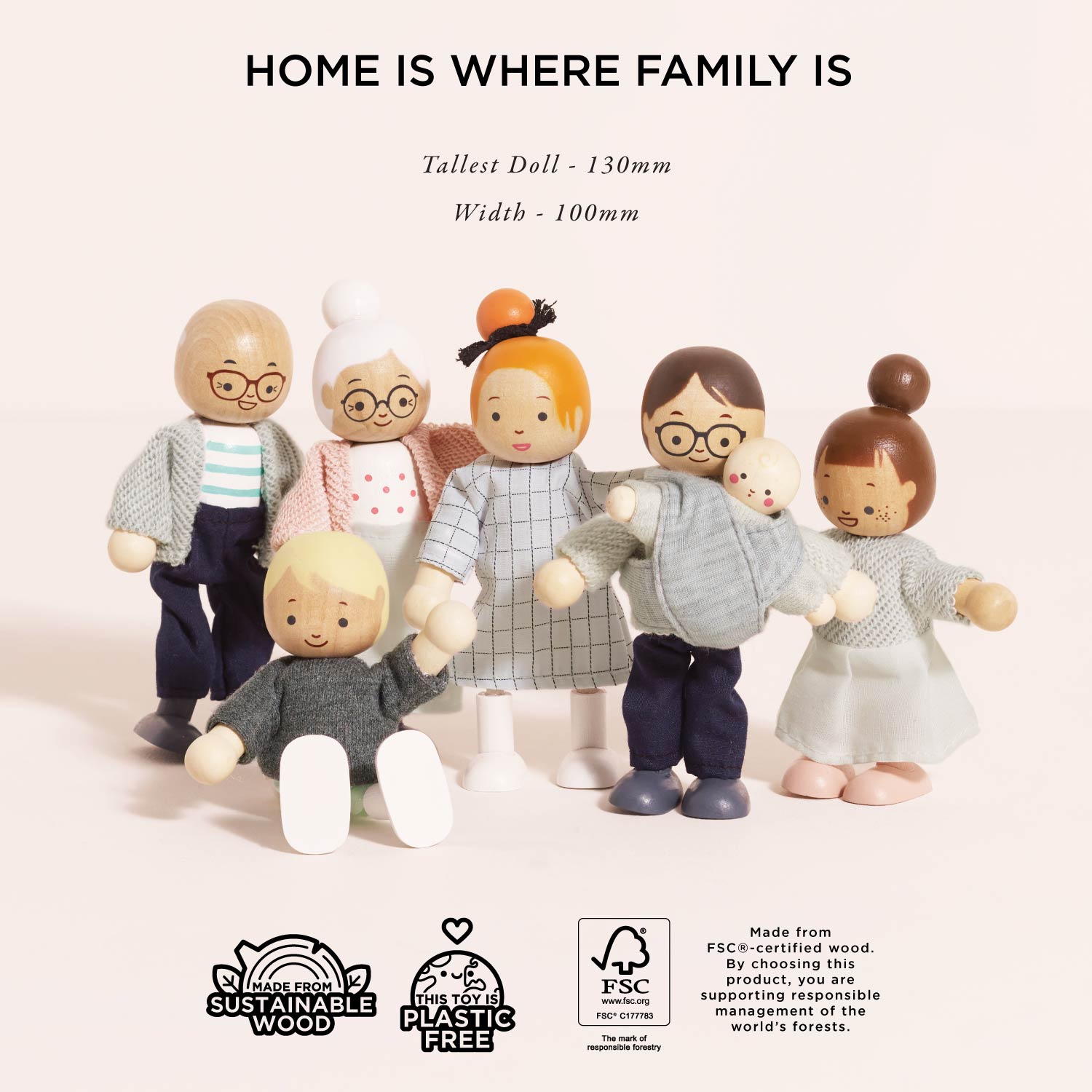 Wooden Dolls House Family