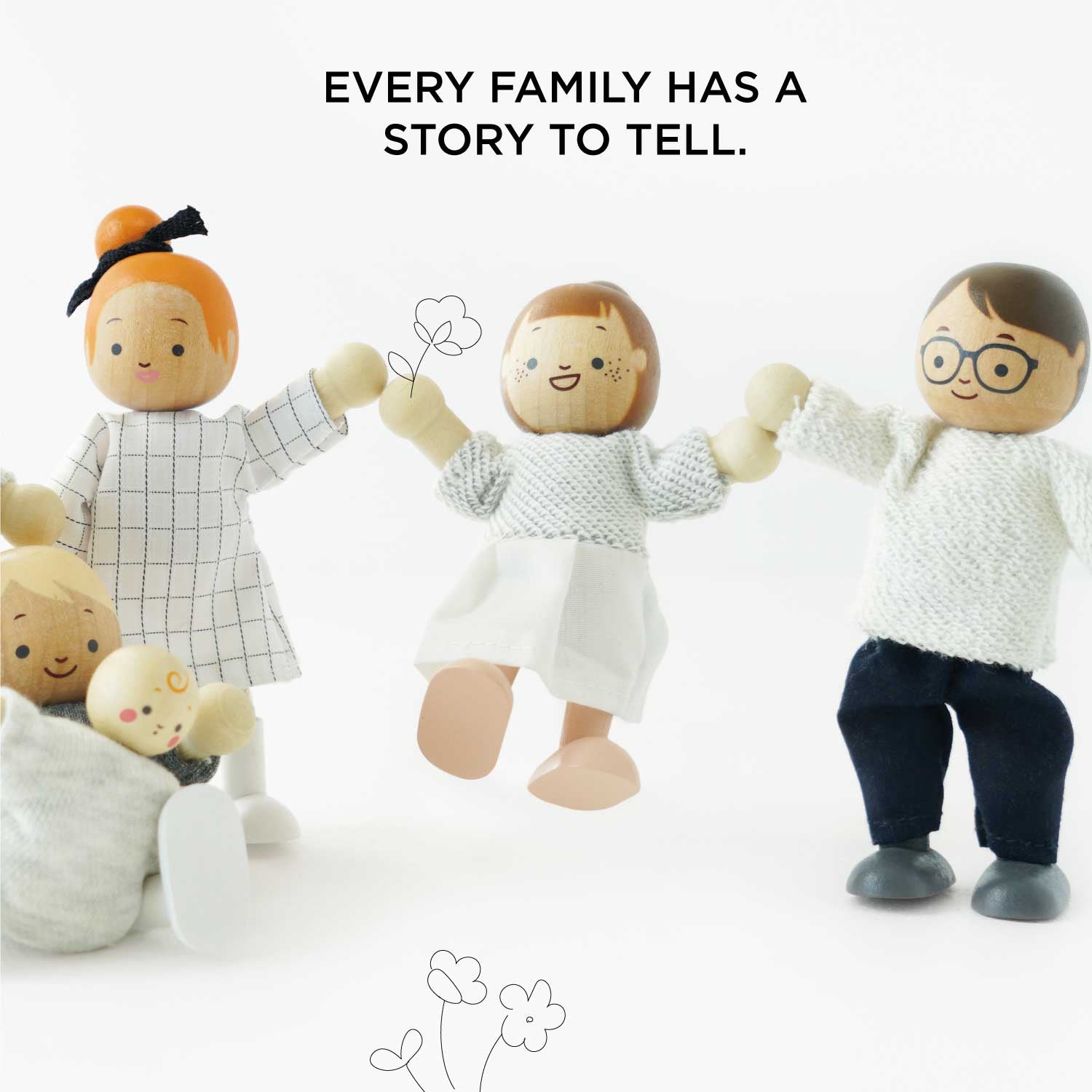 Wooden Dolls House Family