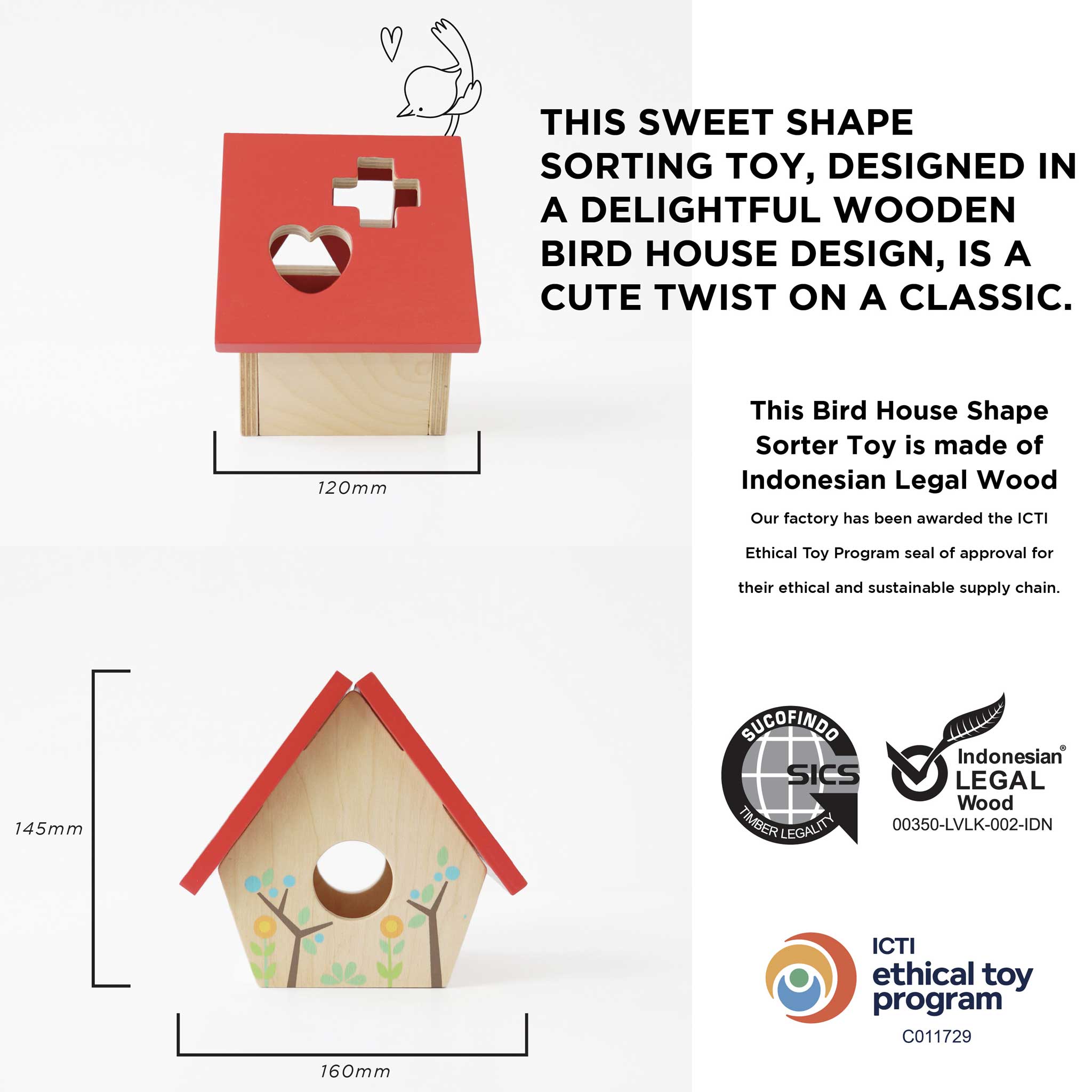 Woodland Bird House Shape Sorter