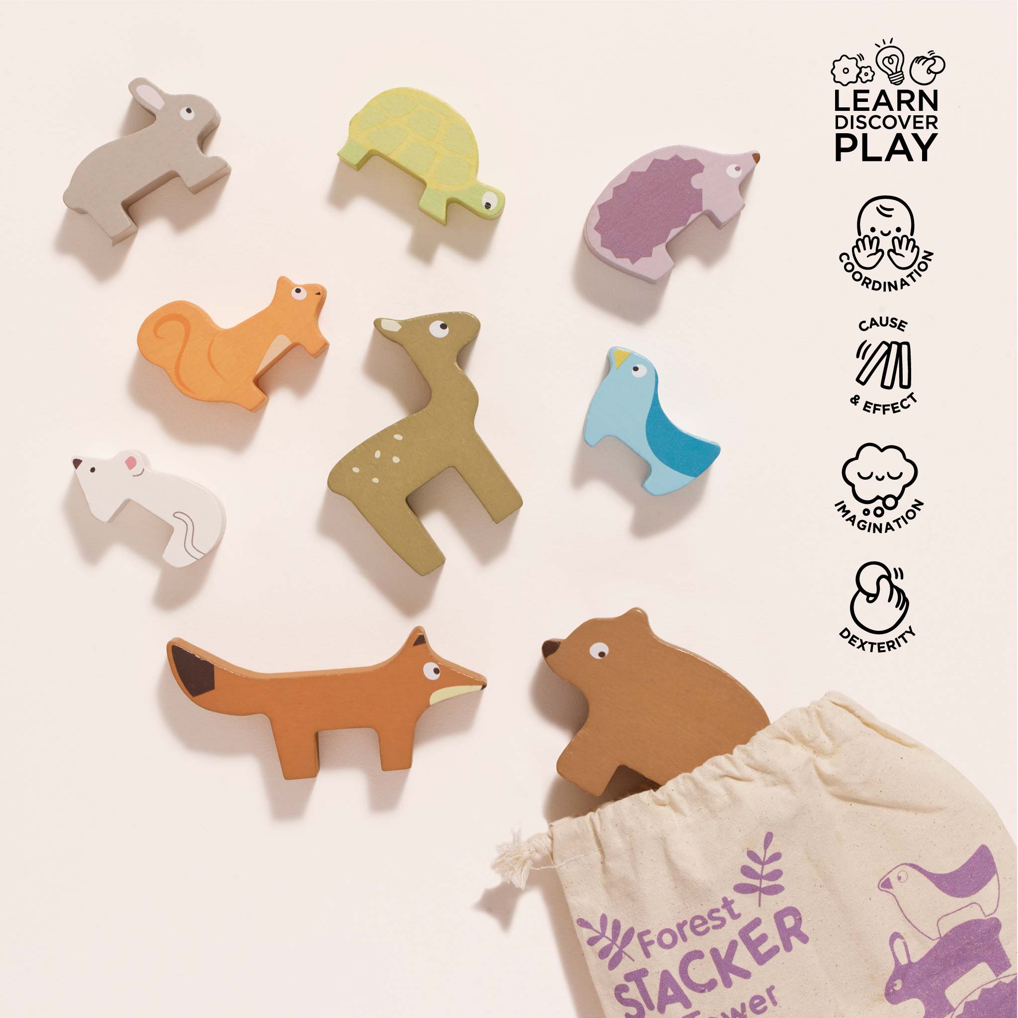 Woodland Stacking Forest Animals & Bag