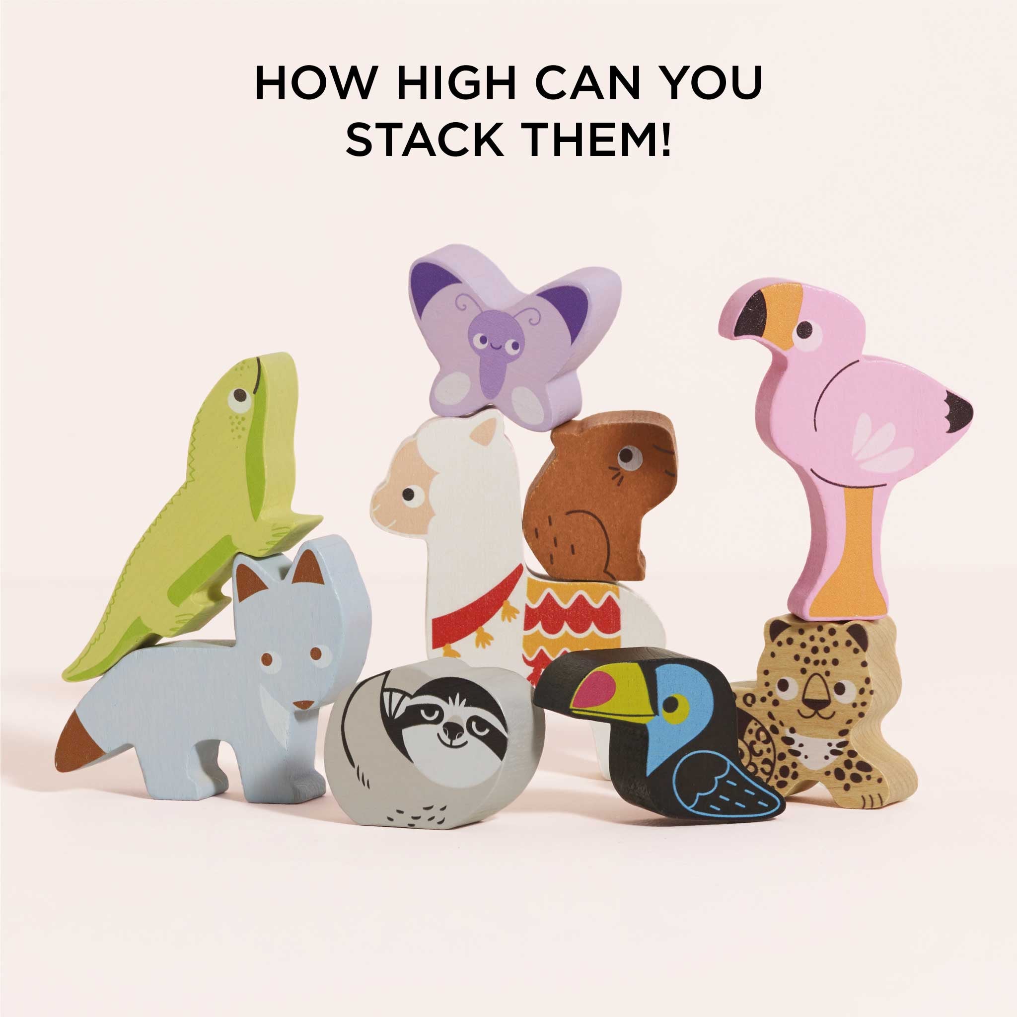 Wooden Stacking Animals & Bag