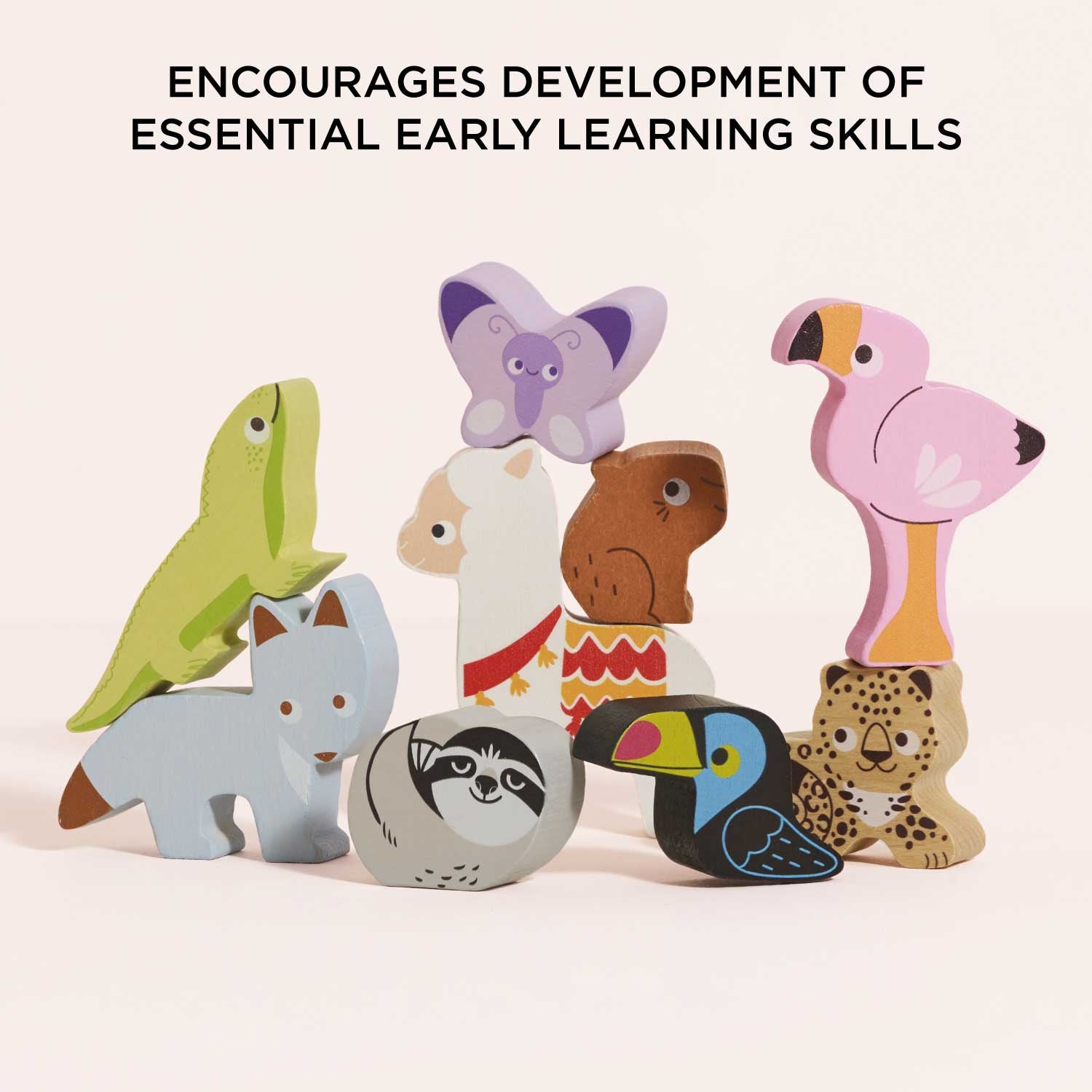 Wooden Stacking Animals & Bag