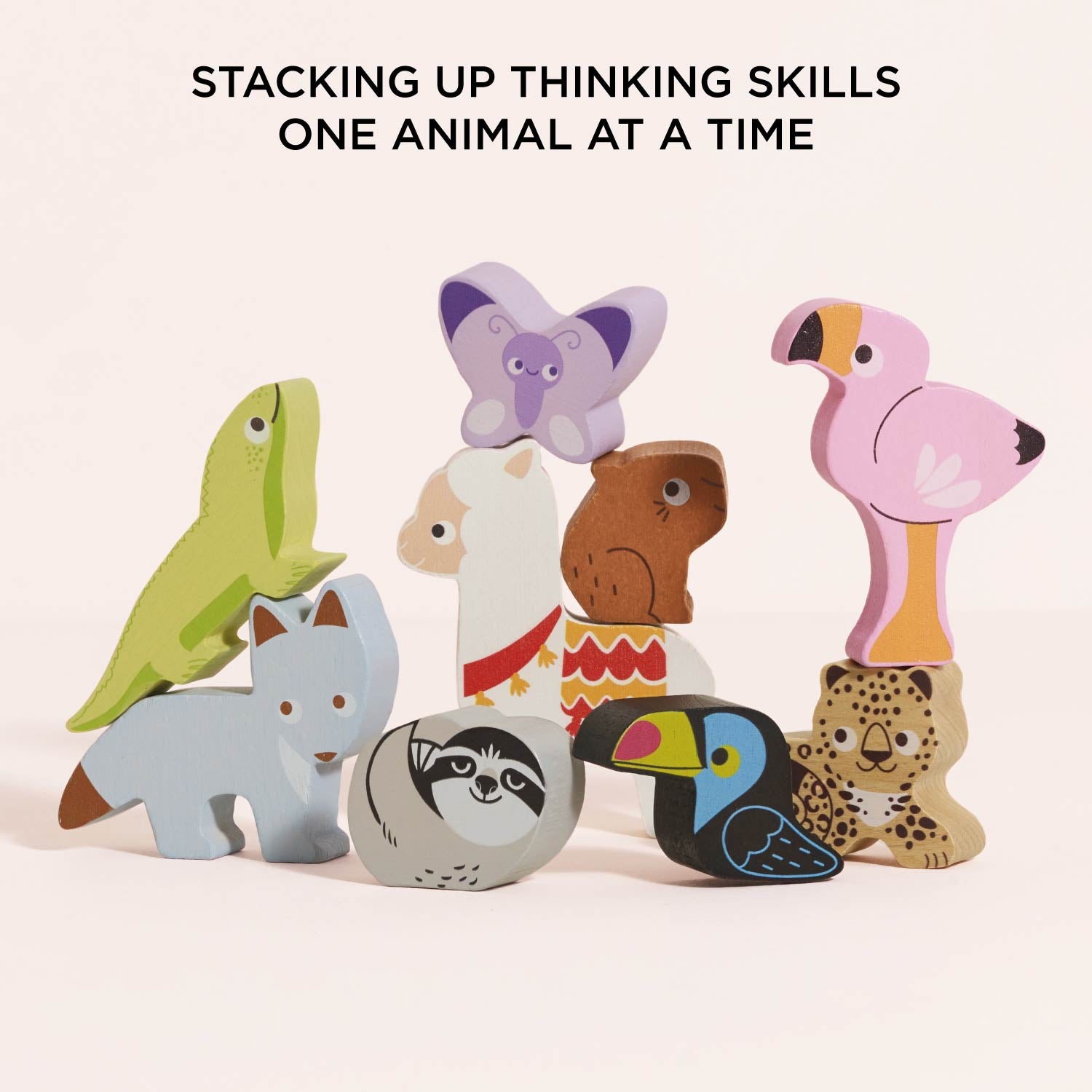 Wooden Stacking Animals & Bag