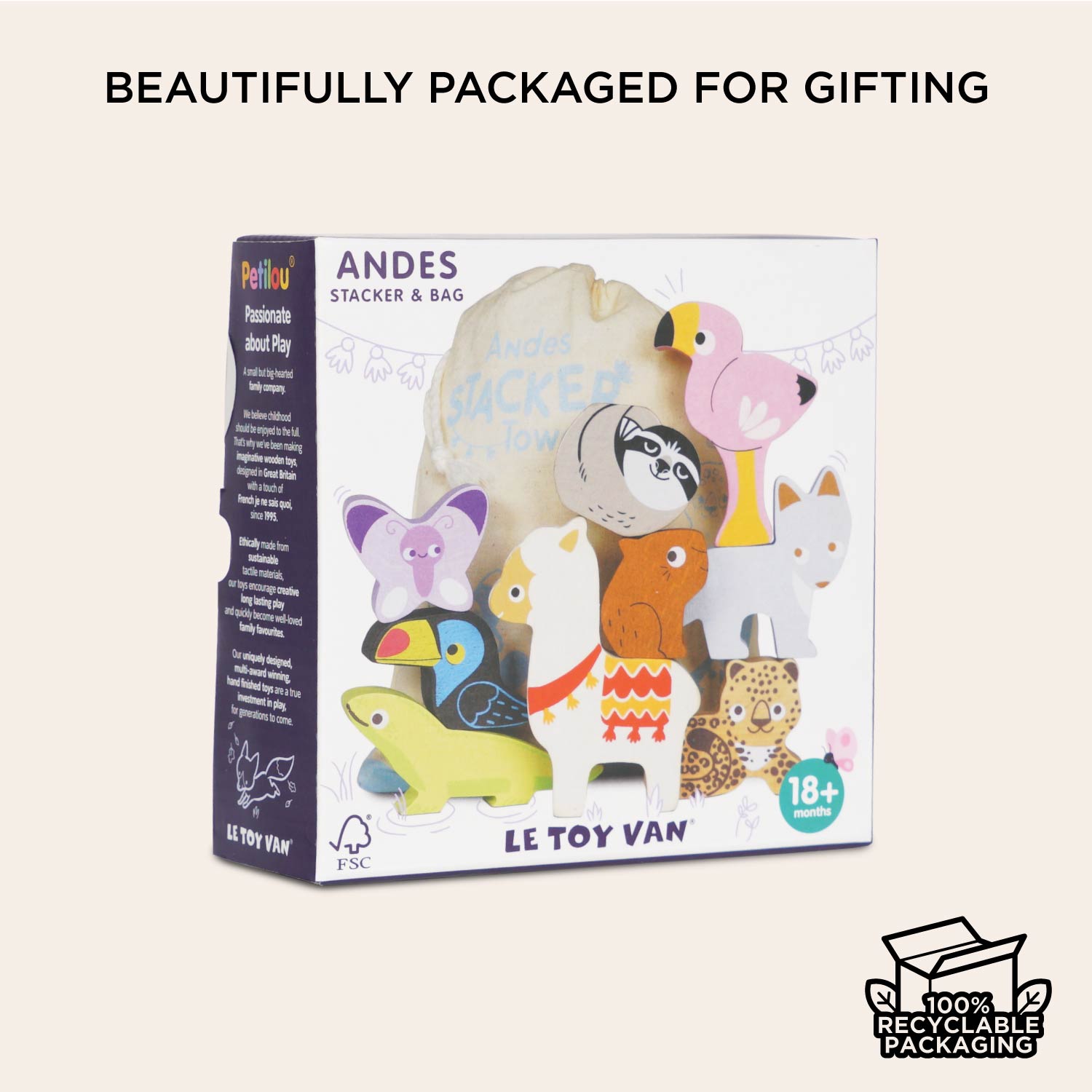 Wooden Stacking Animals & Bag