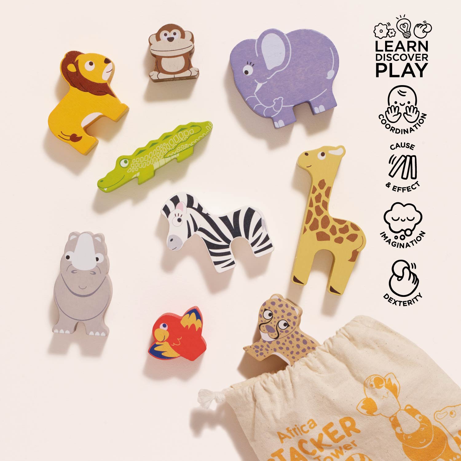 African Safari Stacking Animals Set | 9 Piece Set | Le Toy Van