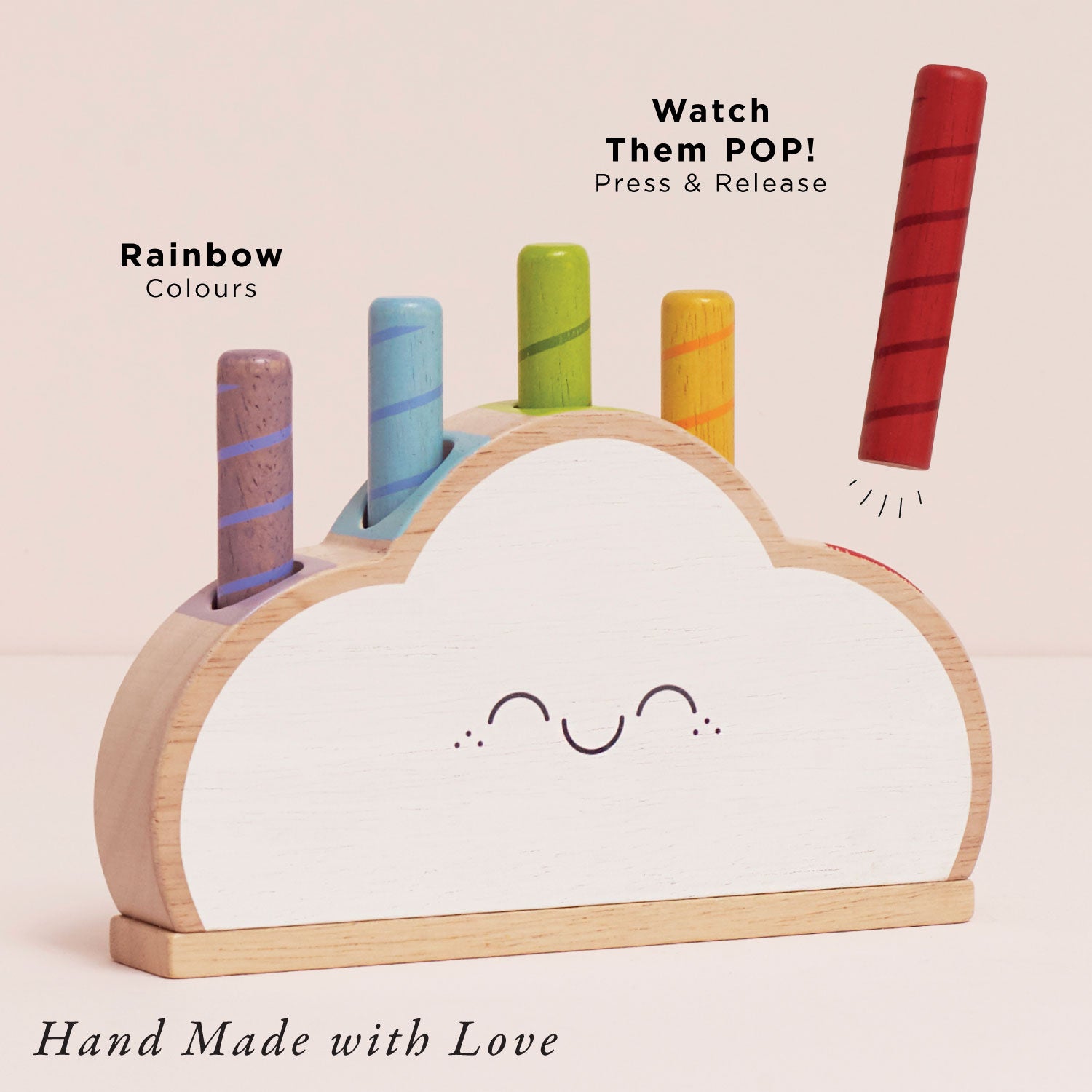 Wooden Rainbow Cloud Pop-Up Toy | Spring Loaded Toy | Le Toy Van