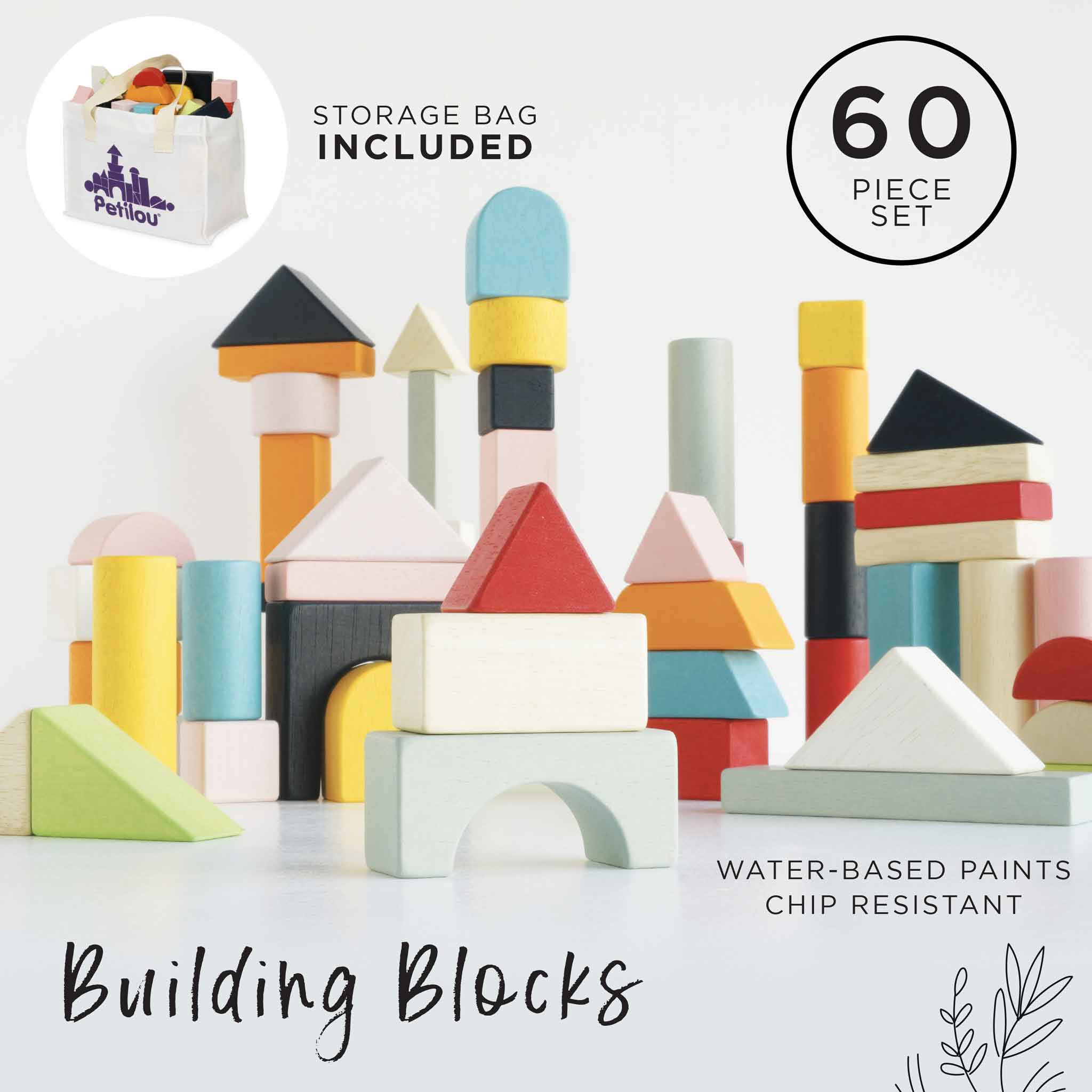 60 Building Blocks & Cotton Bag