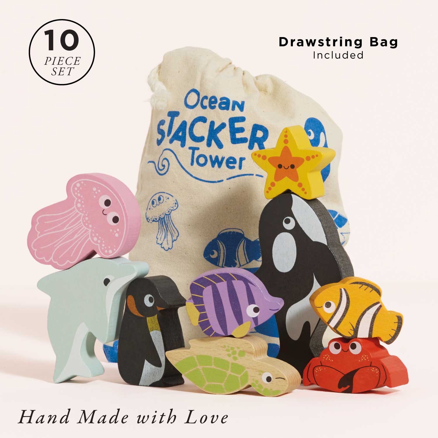 Ocean Life Stacking Animals & Bag