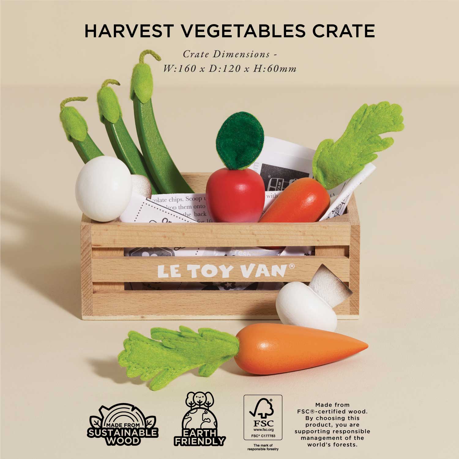 Harvest Vegetables Wooden Food Crate