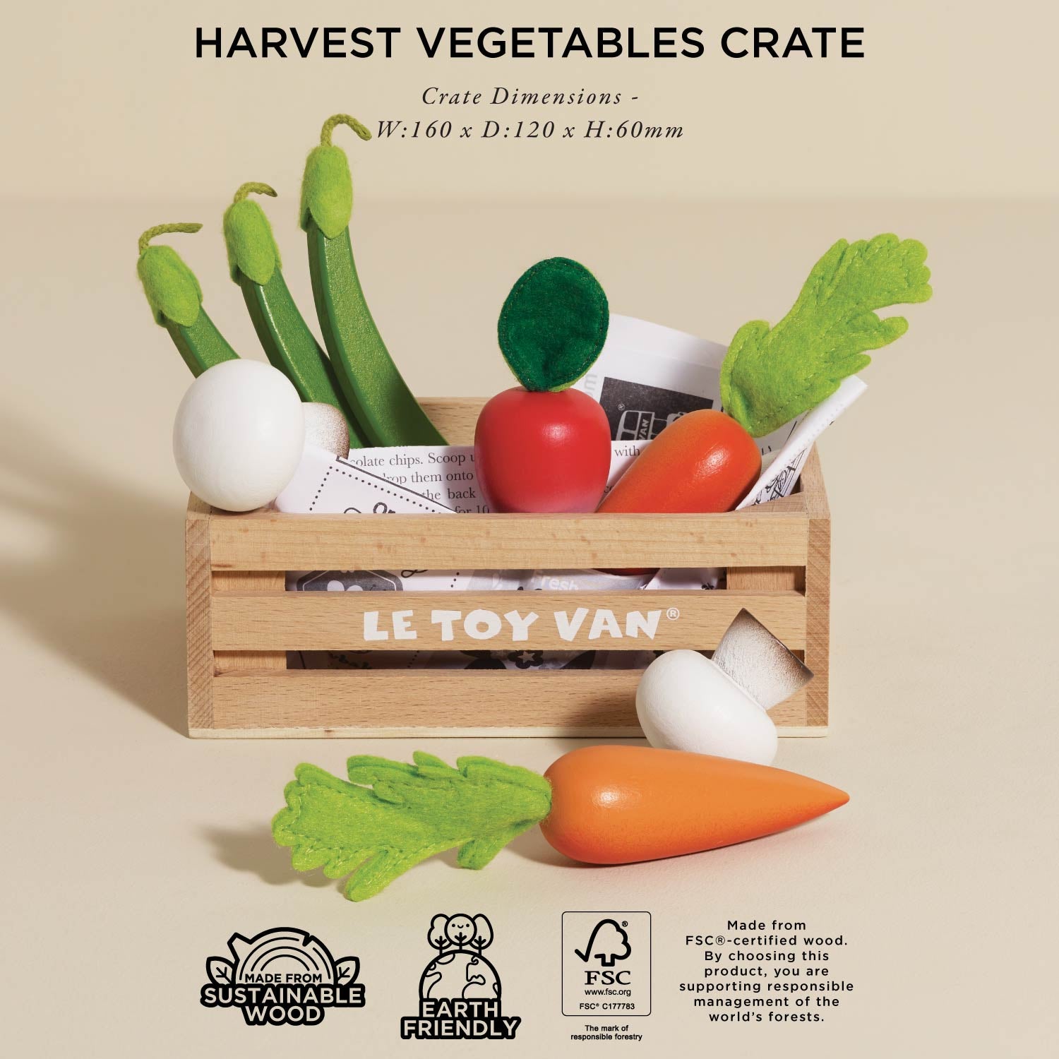 Harvest Vegetables Wooden Food Crate
