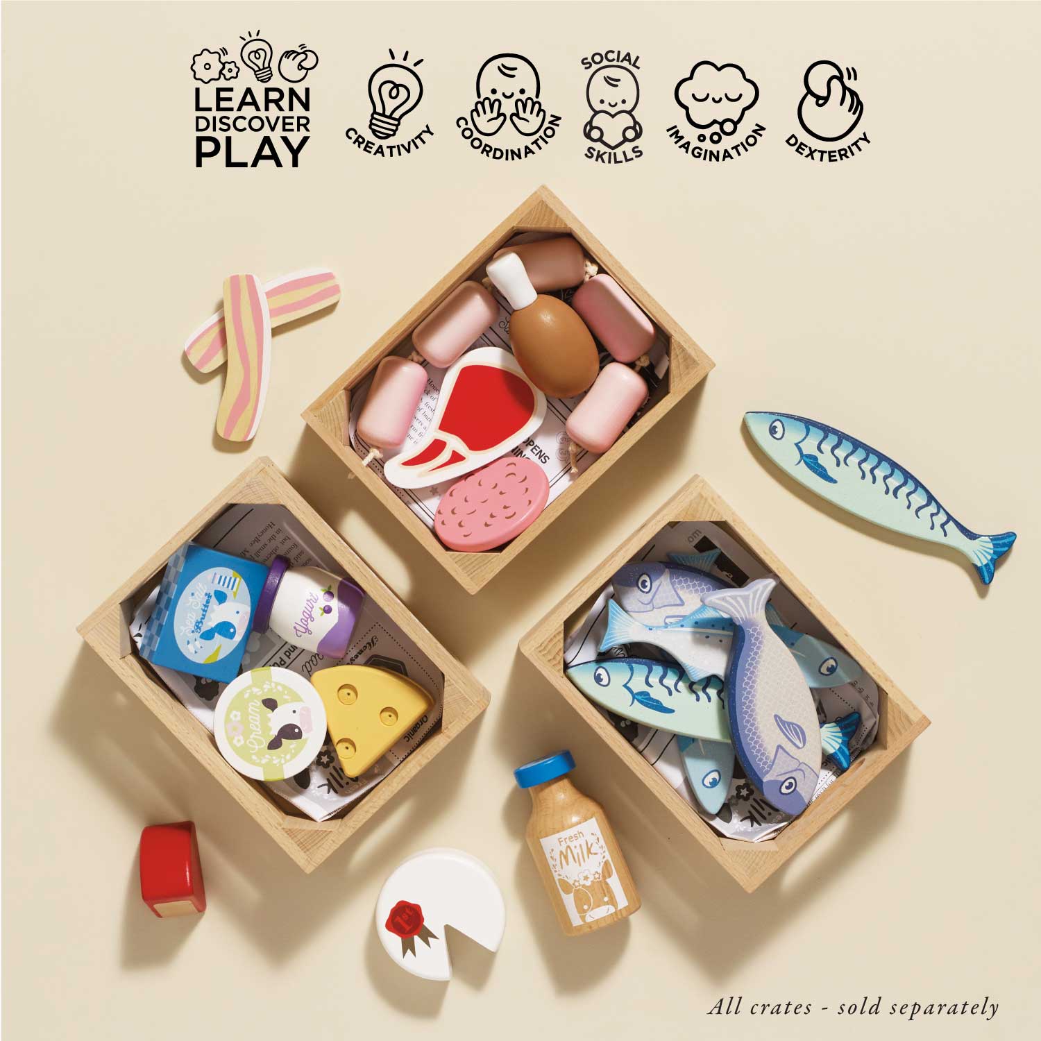 Market Fish Wooden Play Food Crate