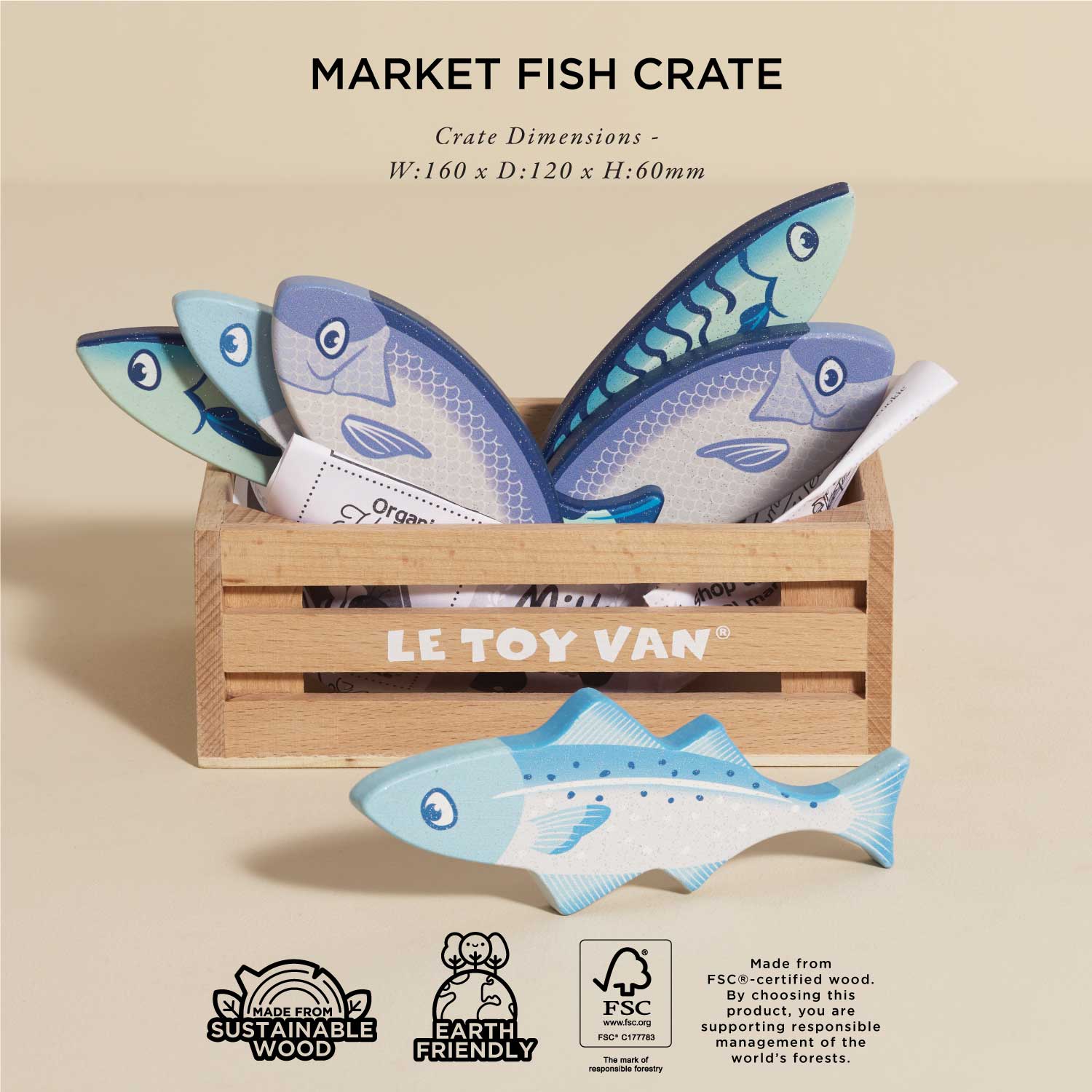 Market Fish Wooden Play Food Crate