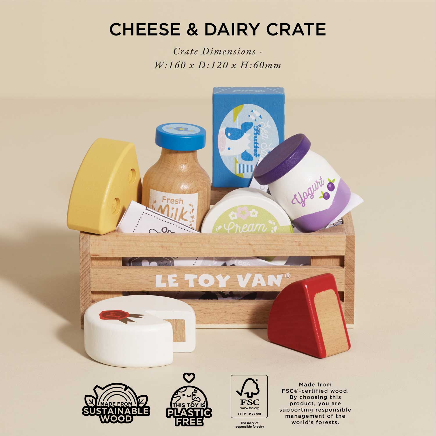 Cheese & Dairy Wooden Market Crate