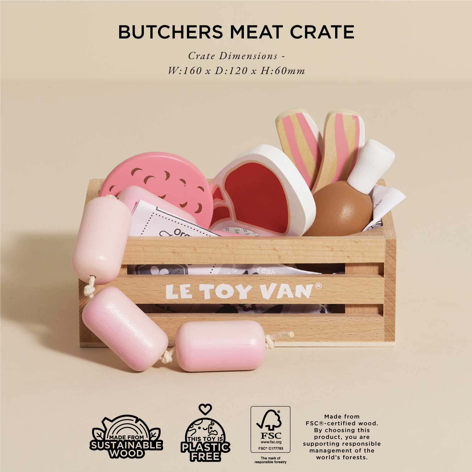 Butchers Meat Wooden Market Crate