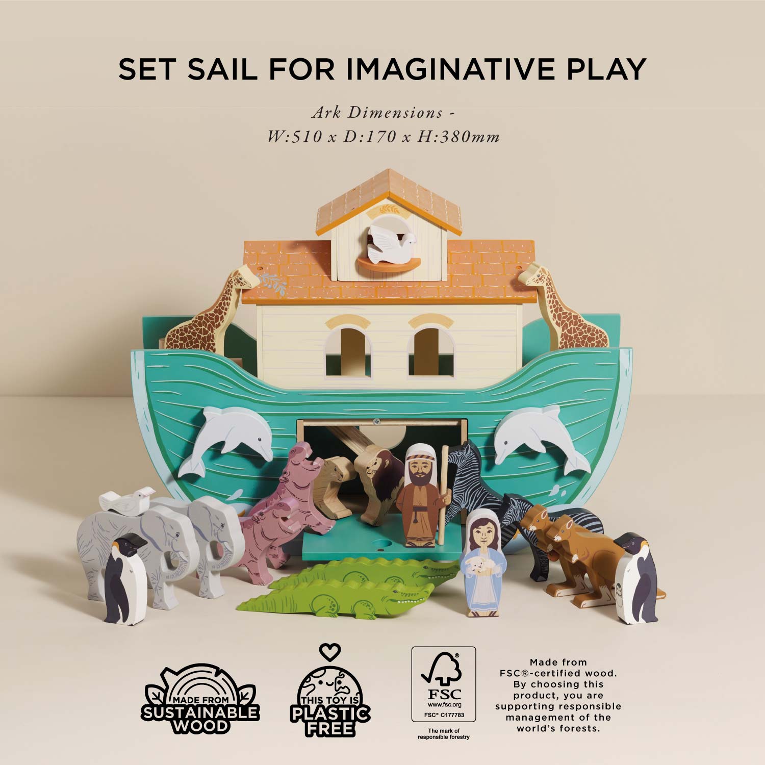 Noah's Great Wooden Ark & Animals