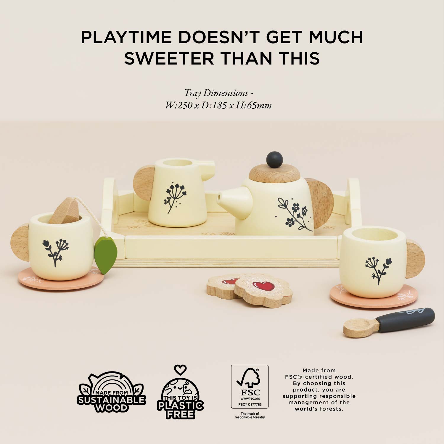Wooden Tea Set & Tray