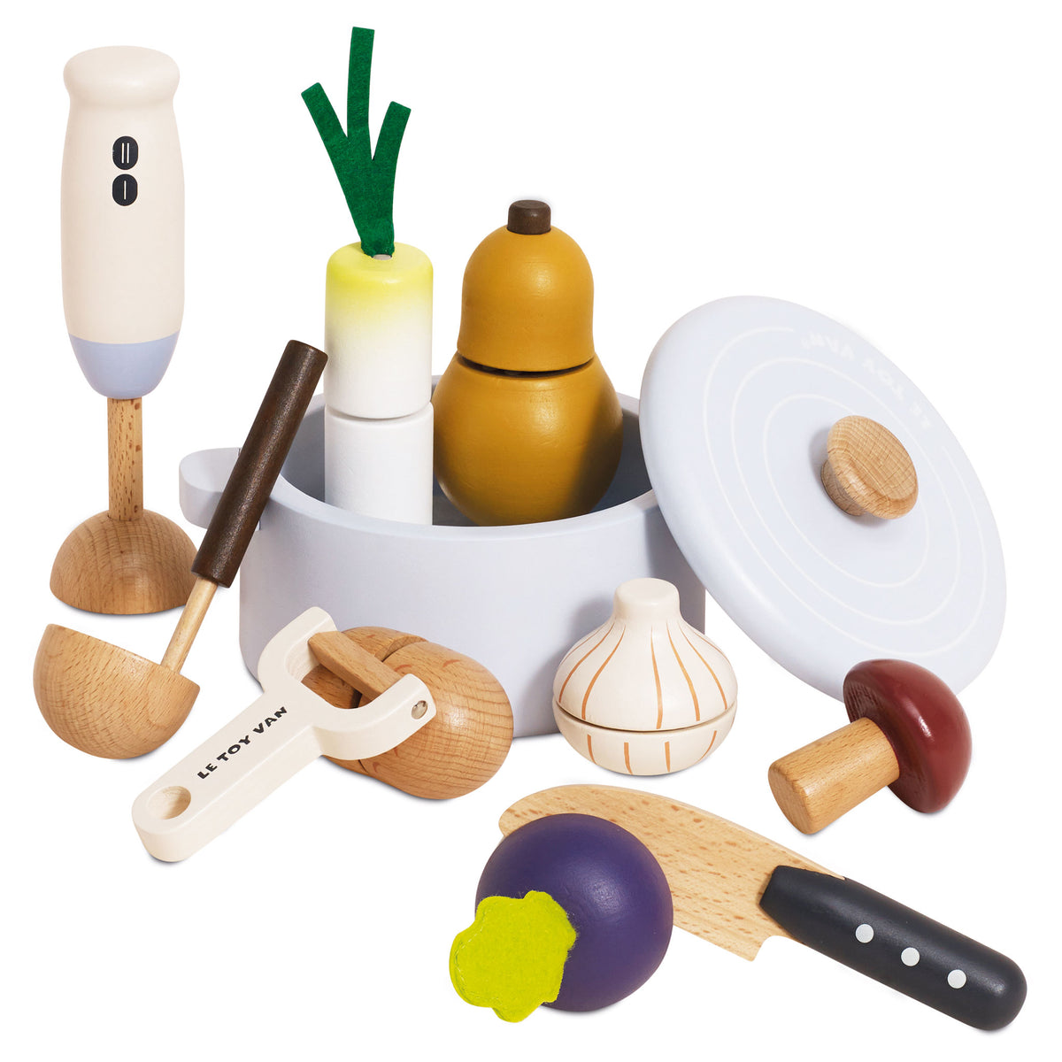 Wooden Soup & Utensil Set