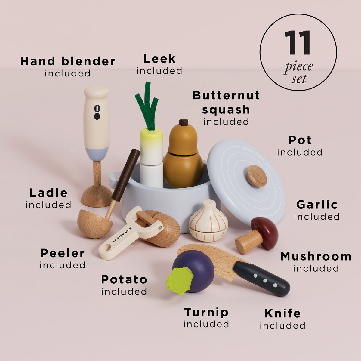 Wooden Soup & Utensil Set