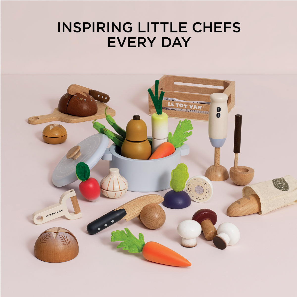Wooden Soup & Utensil Set