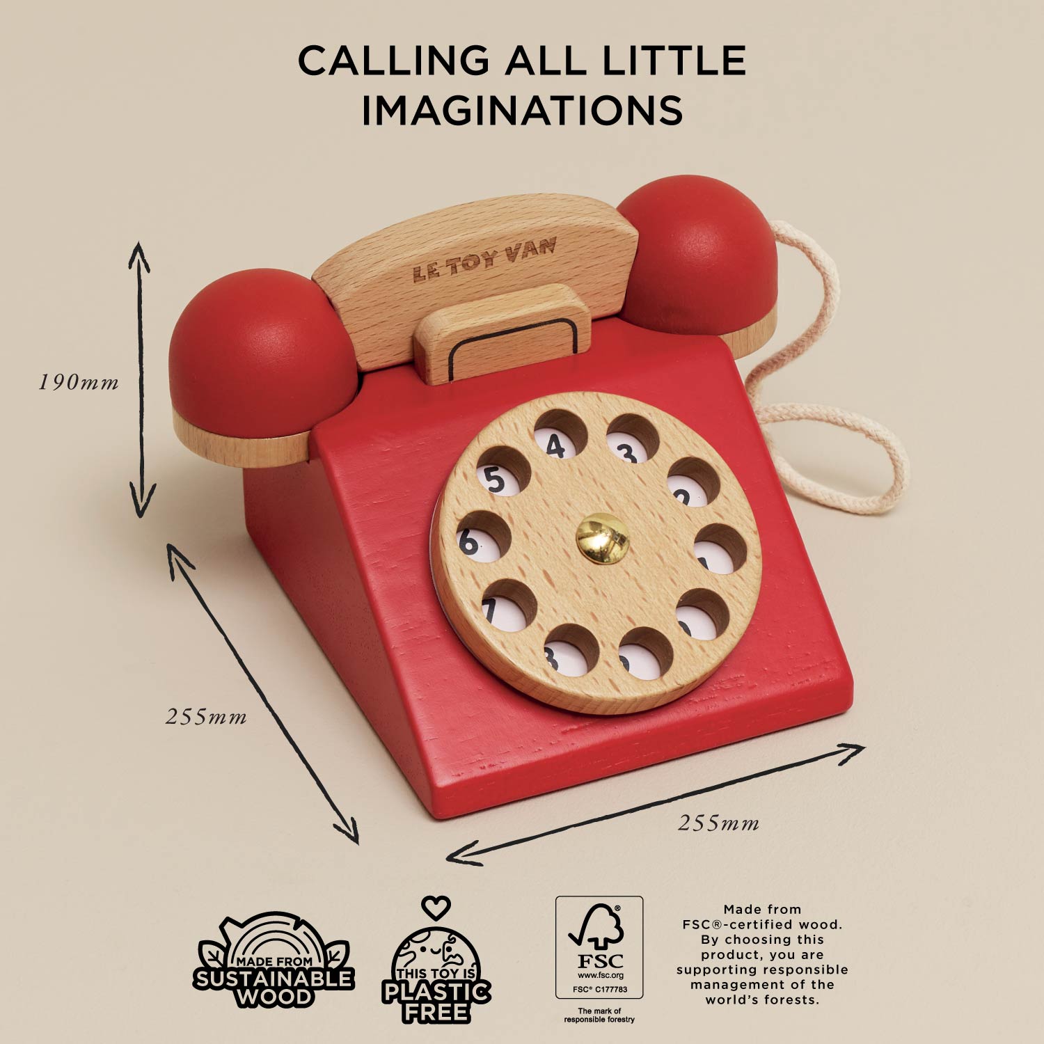 Vintage Phone | Wooden Pretend Play Toys | Le Toy Van Inc.