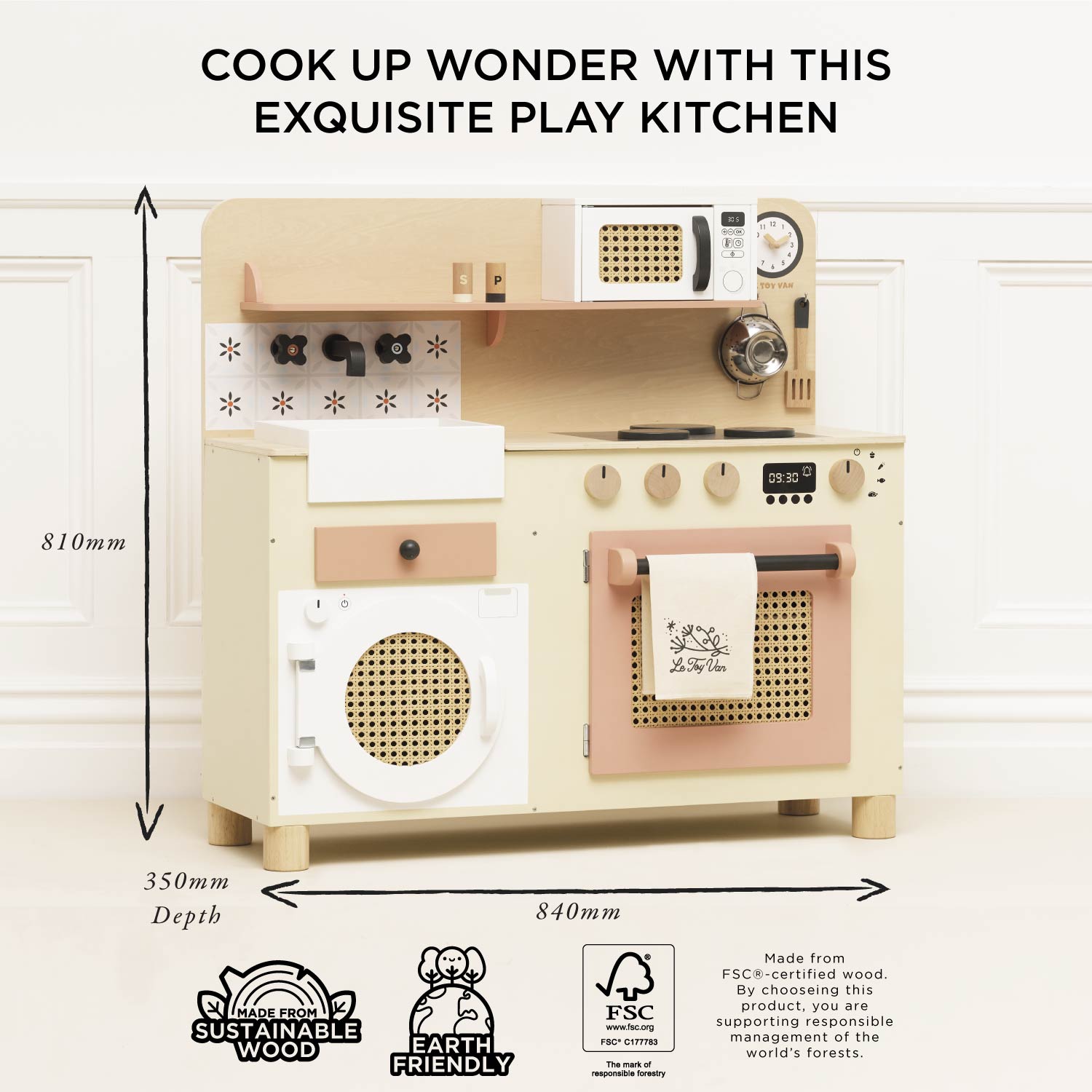 Family Size Wooden Play Kitchen