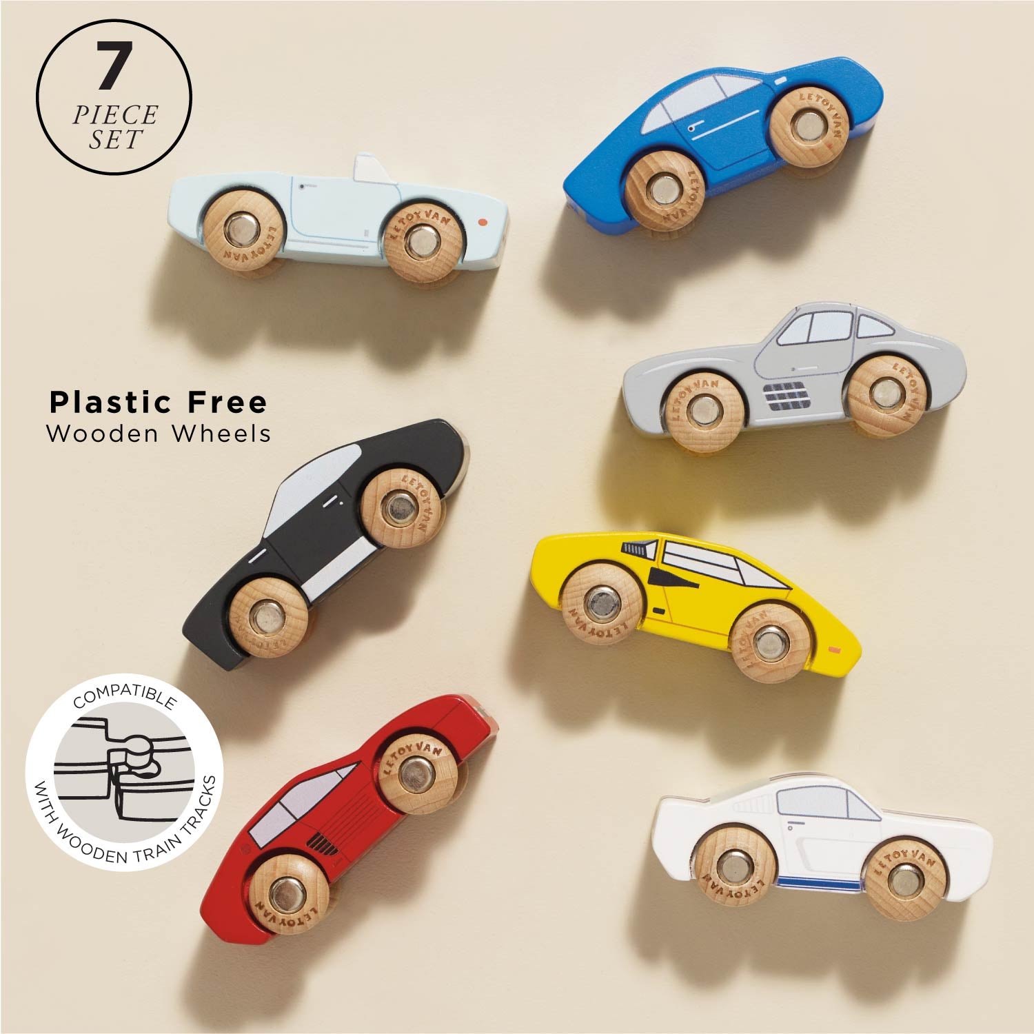 Classic Wooden Sports Cars | Pretend Play Role Play - Le Toy Van Inc.