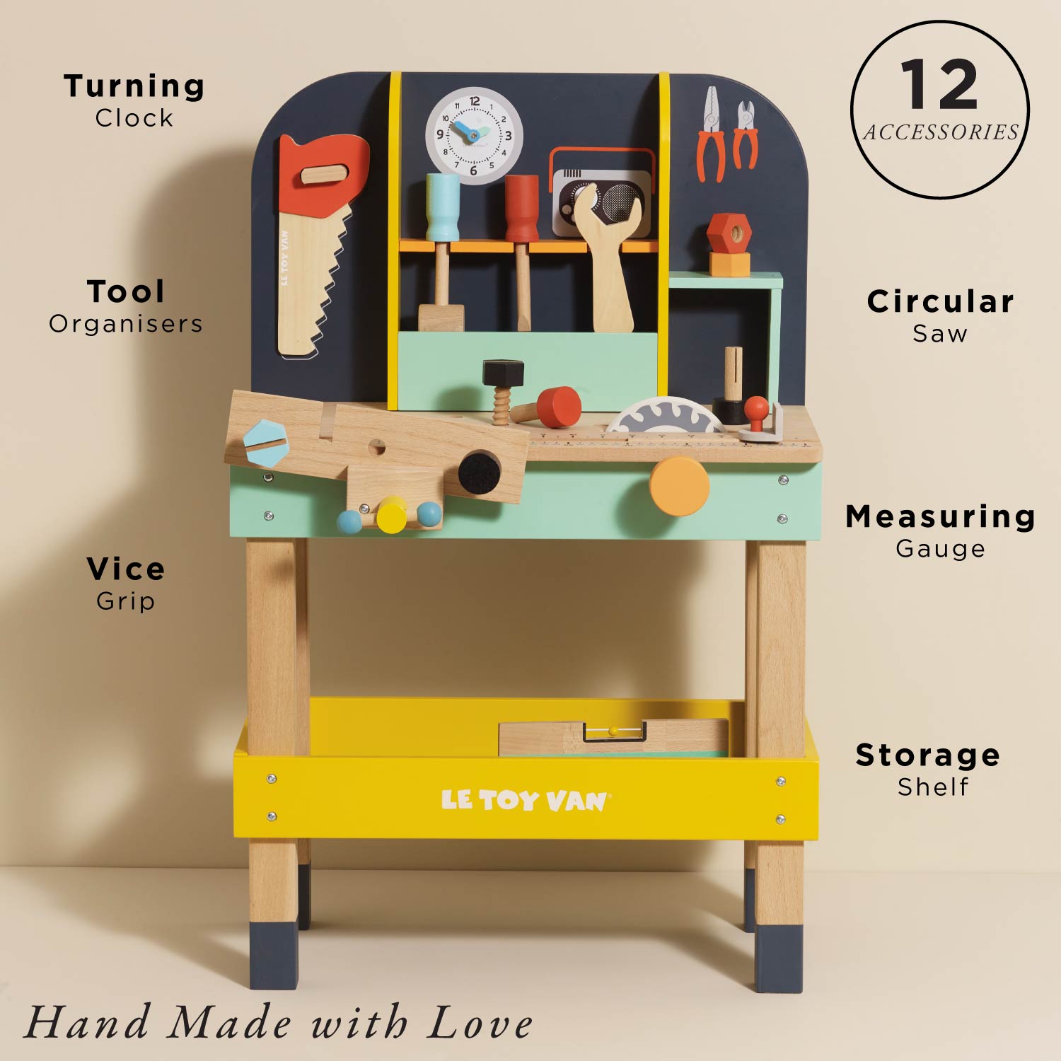 Carpenter Work Bench Set | Wooden Roleplay Toy Bundle | Le Toy Van Inc