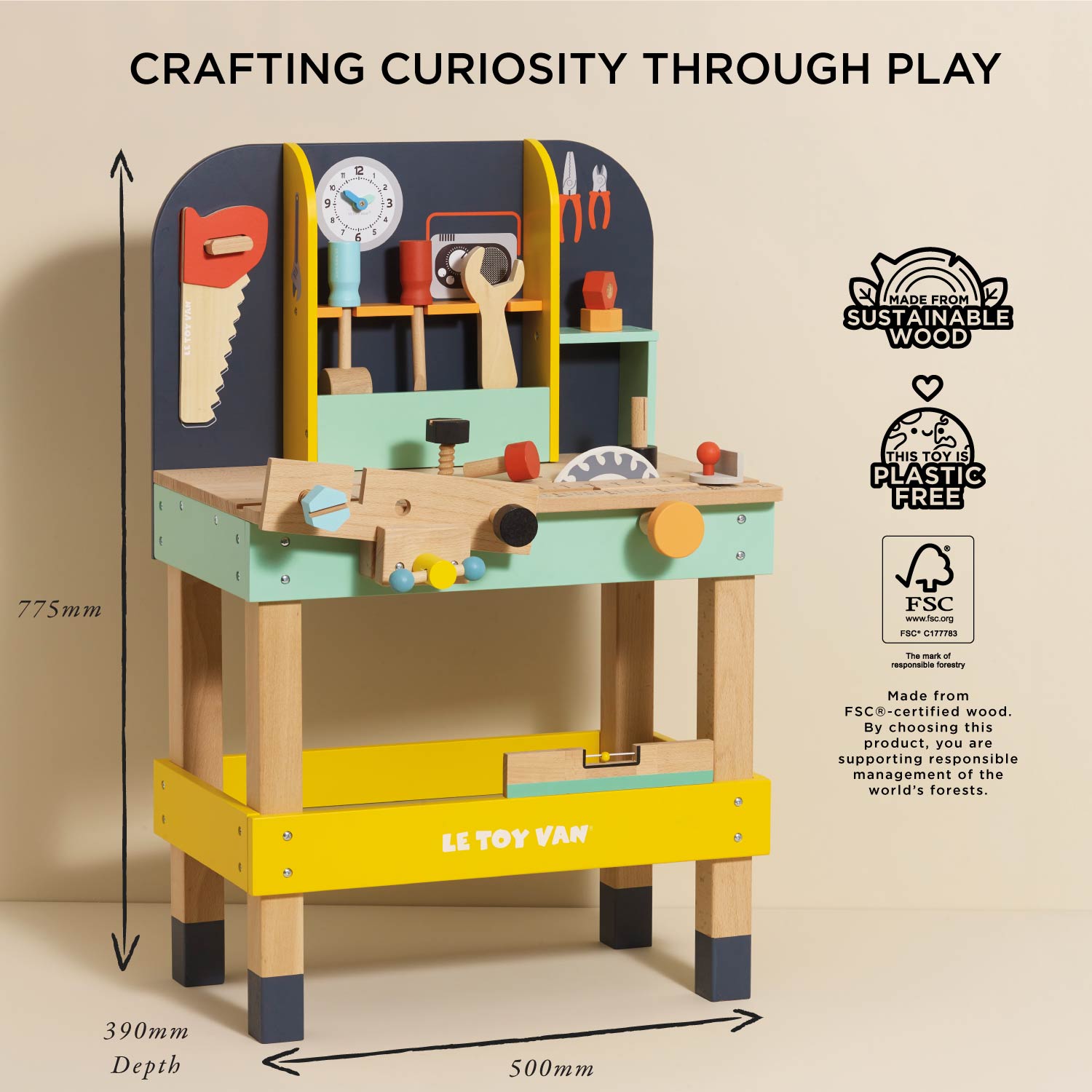 Alex's Work Bench | Wooden Construction Toy for Kids | Le Toy Van
