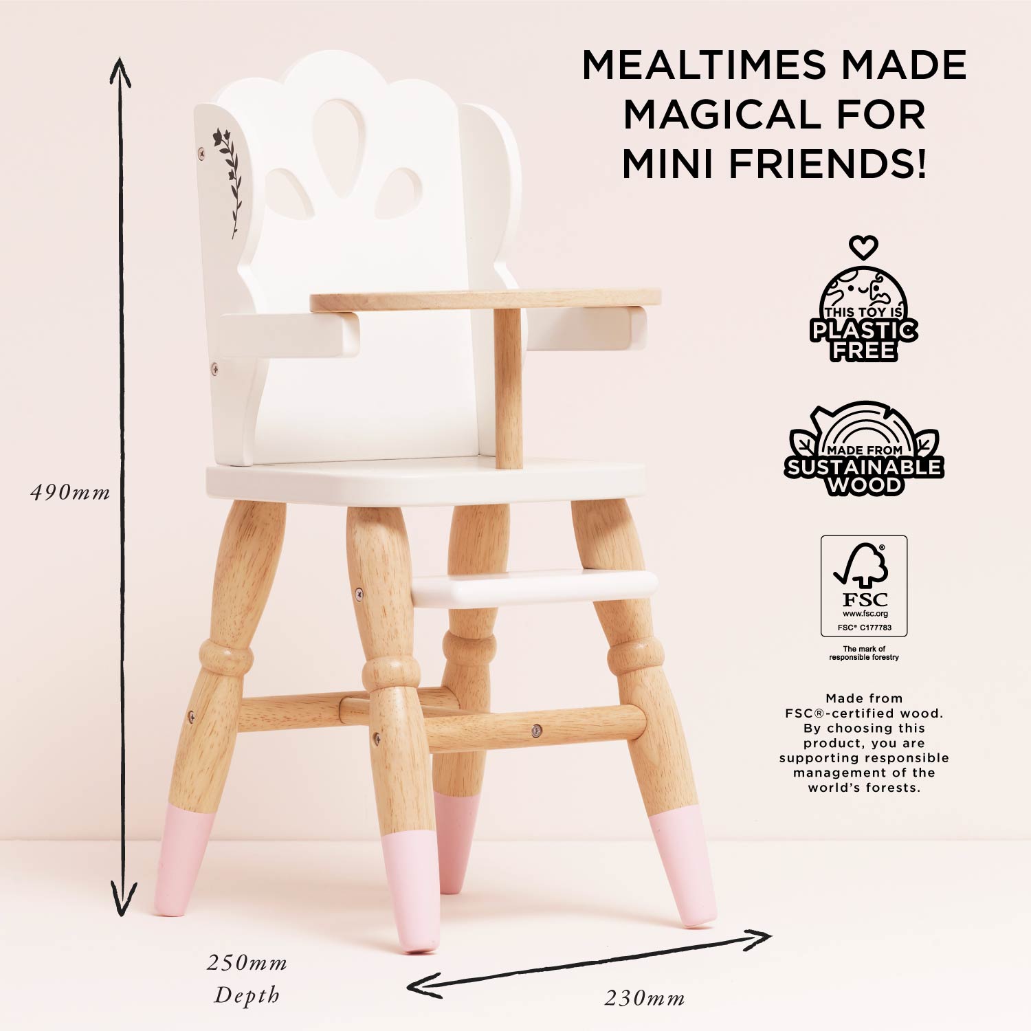 Dolls Wooden High Chair