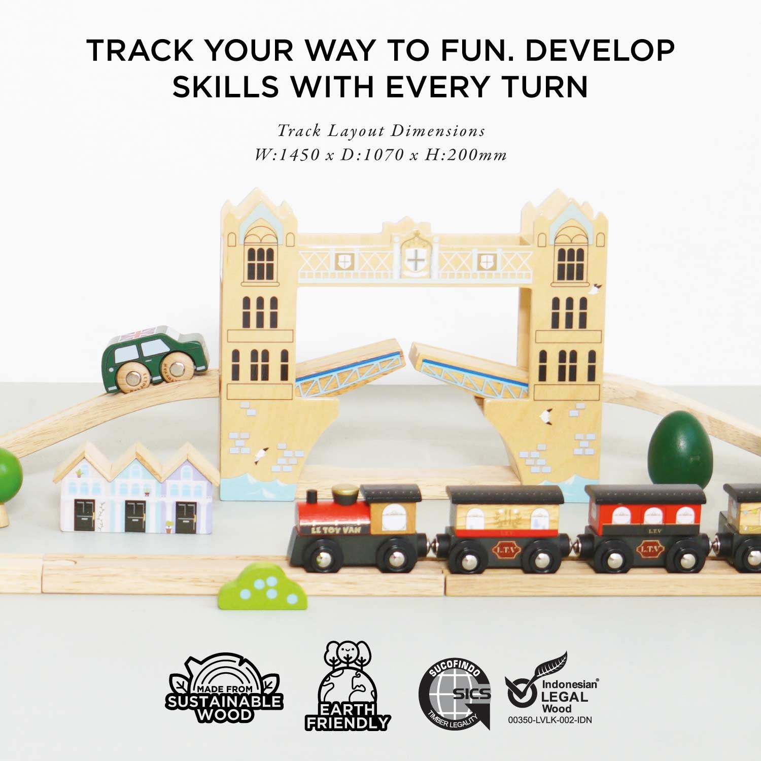 TIDLOのシティオブロンドントレインセット Tidlo Wooden City Of London Train Set, Train Sets For Kids