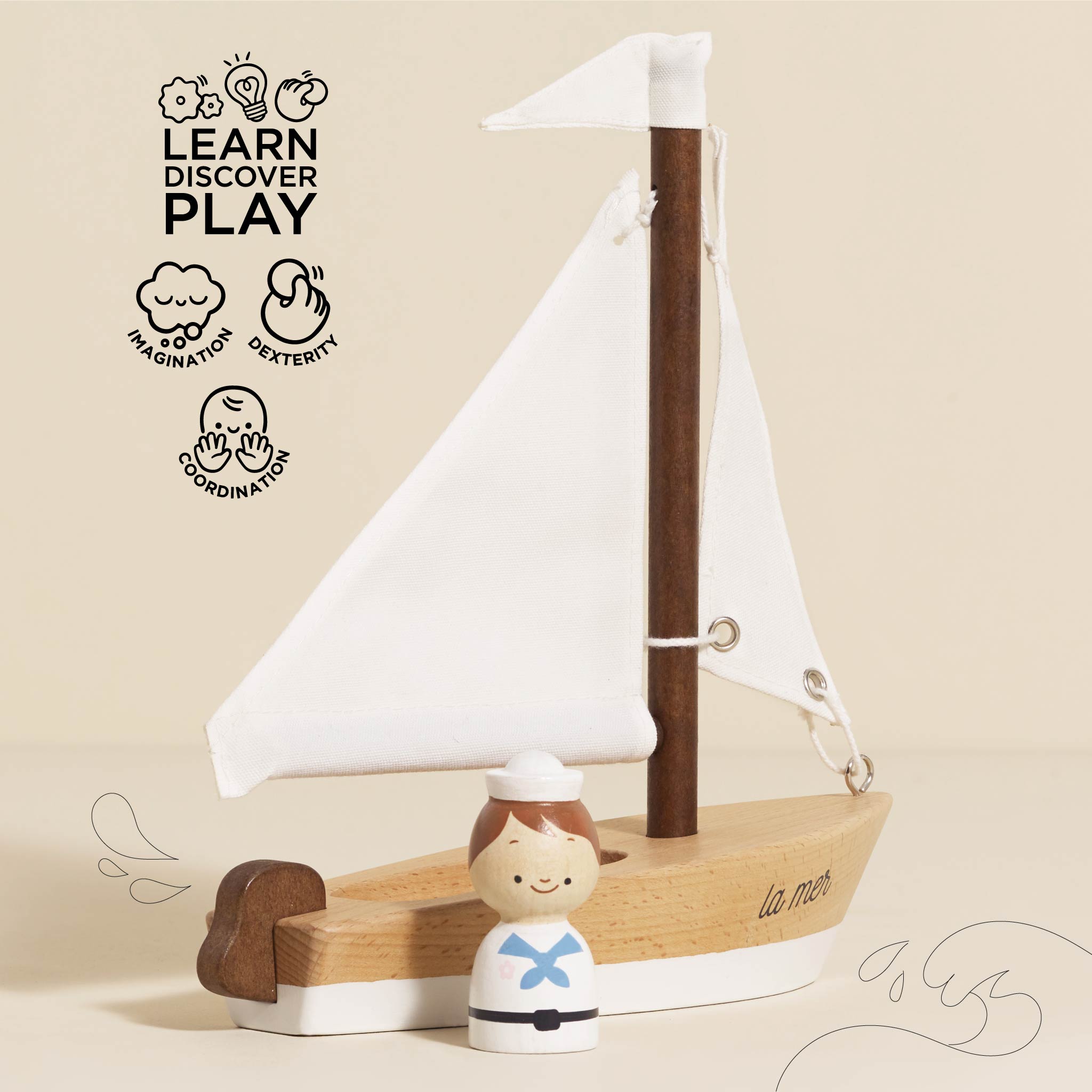 Wooden Sailing Boat & Captain