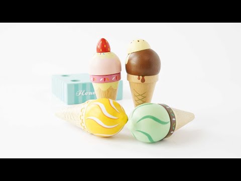 Wooden Ice Cream Cones Set