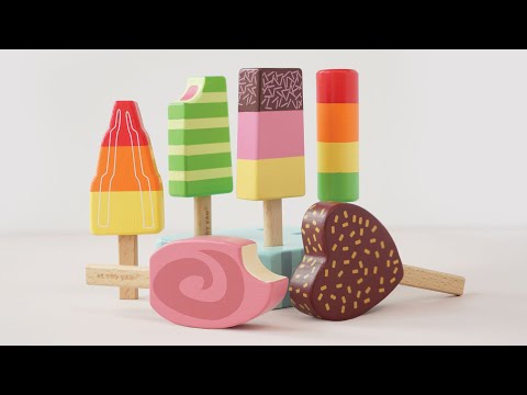 Le Toy Van – Pädagogisches Rollenspiel Honeybake Eis am Stiel aus Holz für  Kinder | 6-teilig – Tolles Geschenk für Mädchen & Jungen – Ideal für Kinder