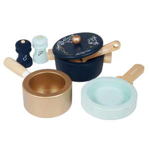 Pots Pans Toy Wooden Pretend Play Kitchen Accessories Le Toy